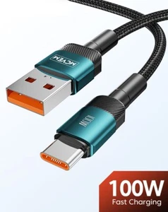 MCVEM 100 Watt Fast Charging USB A to C Cable - Braided Cable with 480 Mbps data - Picture 1 of 6