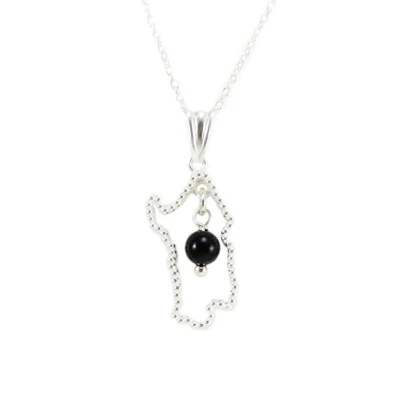 Collana donna pendente Sardegna con su Coccu nero portafortuna sardo ARGENTO 925 - Immagine 1 di 2