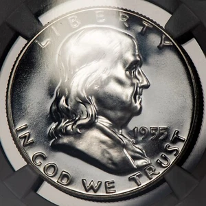 1955 50c Franklin Silver Half Dollar Proof - Looks CAMEO - NGC PF 68 - SKU-B4013 - Picture 1 of 6