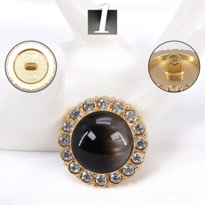 6X Buttons Round Resin Rhinestone for Coat Dress Accessories Craft Sewing DIY - Image 1 of 4