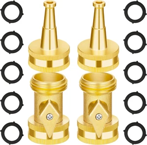 4x High Pressure Brass Water Hose Nozzle with Shut-Off Valve 3/4GHT Connector - Picture 1 of 7