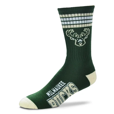 Milwaukee Bucks Men's Crew Socks Medium Size 5 to 10 4 Stripe Cover