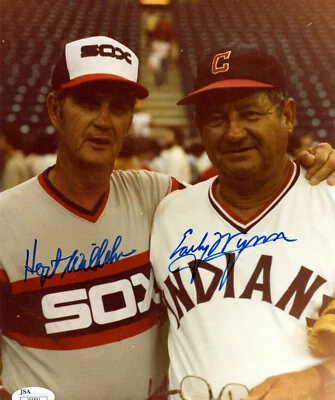 Early Wynn and Hoyt Wilhelm  Autographed color 8 x 10 deceased HOF w/ JSA COA  - Image 1 of 2