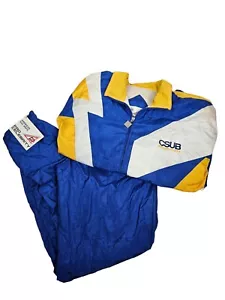 Vintage 90s Pro Celebrity Blue & White Windbreaker Track Suit Set Size Large E80 - Picture 1 of 15