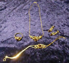 Schmuckset 835 Silber vergoldet mit Steine Ring Armband Ohrringe Halskette