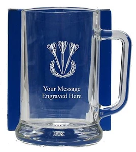 Personalised Darts Pint Glass Tankard Birthday Free Gift Box GT24 - Picture 1 of 1