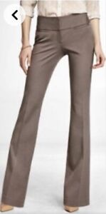 Express Bluish Gray Editor Wide Waistband Flare Stretch Dress Pants, Size 2 R