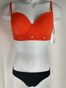 Traje de baño para mujer 34D Shade & Shore naranja top, parte inferior negra Xhilaration - Imagen 1 de 9