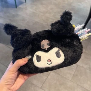 Sanrio Kuromi Cute Girls' Makeup/Stationery Pencil Case Plush Bag Pouch New - Picture 1 of 5