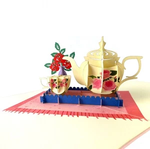 BC Worldwide Ltd handmade 3D popup card teapot cup birthday Mothers day new home