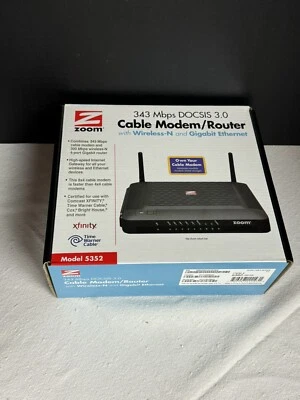Zoom Model 5352 DOCSIS 3.0 Cable Modem / Router Wireless N and Gigabit Ethernet - Image 1 of 3