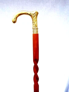 Antik Steampunk Messing Regenschirm Kopf Griff Holzstock 37" Gehstock Geschenke - Bild 1 von 3