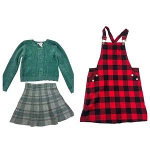 Tommy Bahama Girls Clothes Lot Sz 7-8 Jumper Plaid Seater Skirt School Christmas - Picture 1 of 8