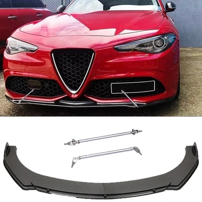 Carbon Fiber Style Car Front Bumper Lip Splitter + Rods For Alfa Romeo Giulietta - image 1 of 4
