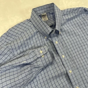 Brooks Brothers Blue Dress Shirt Mens XXL Button Down Regent Fit Non Iron Supima - Afbeelding 1 van 9