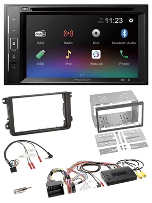 Pioneer Bluetooth Lenkrad USB 2DIN DAB DVD Autoradio für VW T5 Golf Tiguan Toura - Bild 1 von 4