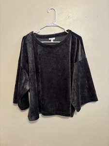 J Jill Purejill Damen Top Größe L Schwarz Velour Oversized Minimalistisch Loungewear - Bild 1 von 8