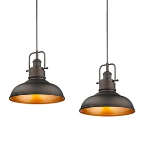 2 Pack Farmhouse Pendant Light Fixtures, 11-inch Ceiling Hanging Light Fixtur... - Picture 1 of 6