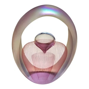Ed Nesteruk Art Glass Pink Iridescent Paperweight Free Shipping - Picture 1 of 10