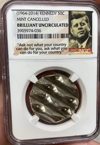 1964-2014 Kennedy Half Dollar Mint Cancelled NGC BU Brilliant Uncirculated - Picture 1 of 4