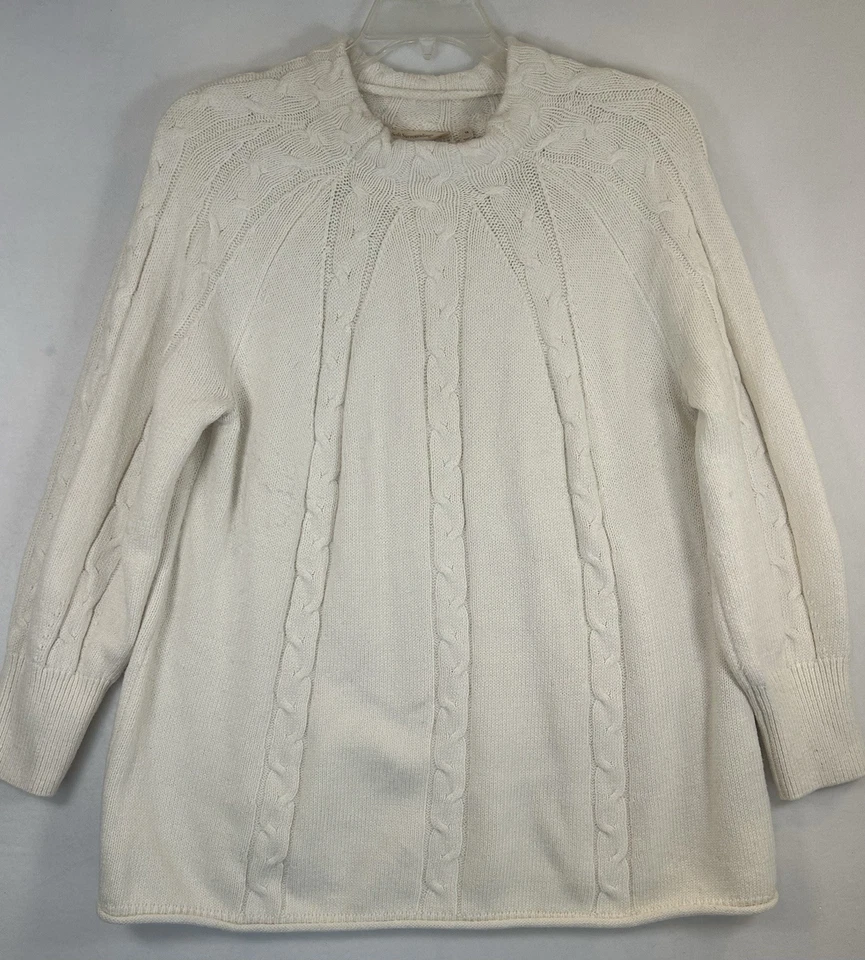 Soft Surroundings Nisette Cable Knit Mock Neck White Tunic Cozy Sweater 1X - Image 1 of 4