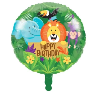 Jungle Safari Party Supplies Happy Birthday Foil Balloon Decoration Animals  - Picture 1 of 1