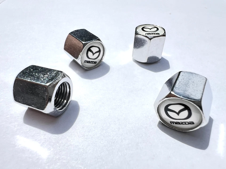 Mazda  Tire Valve Caps - Universal Fit - White Logo  -Sets of 4 - Image 1 of 2