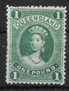 AUSTRALIA - QUEENSLAND SG156 1883 £1 VERDE PROFUNDO MTD COMO NUEVO* - Imagen 1 de 1