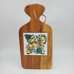 Vintage Wood Cheese Bread Charcuterie Board with Ceramic Tile Vegetables - Picture 1 of 5