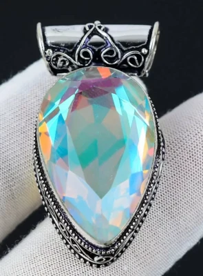 MYSTIC REGENBOGEN TOPAS EDELSTEIN Anhänger 925ER STERLINGSILBER HANDGEFERTIGT 1 - Bild 1 von 4