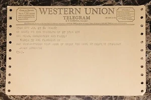 Telegrama Western Union 1964 Guerra de Vietnam Brooklyn NY Deepest Sympathy de colección - Imagen 1 de 1