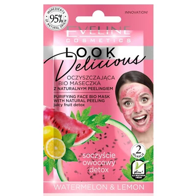 EVELINE Look Delicious reinigende & glättende Gesichtsmaske - Wassermelone & Zitrone