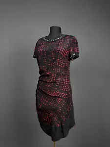 Isabel Marant Etoile Black Red Short Sleeve 100% Silk Luxury Dress Sz 1 / S - Picture 1 of 11