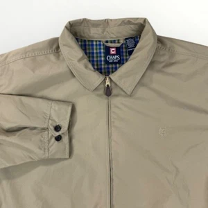 CHAPS Mens Plaid Lined Harrington Bomber Jacket Full Zip Tan Tennis Preppy 3XB - Picture 1 of 11