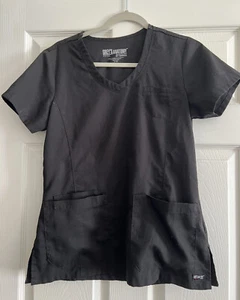 Blusa Médica Negra Pequeña Greys Anatomy By Barco Bolsillos con Cuello en V - Imagen 1 de 3