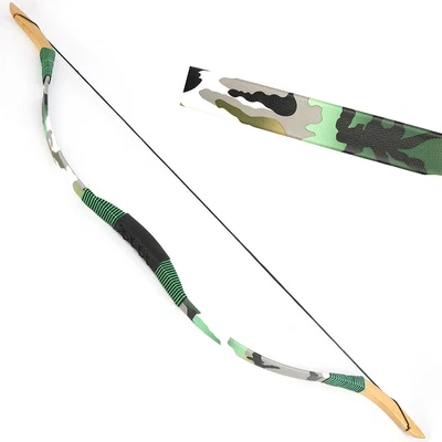 Archery Traditional Recurve Bow Longbow 12-50lbs Mongolia Horse Riding Hunting - Image 1 of 4