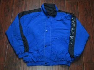 Vintage Mercedes Benz Jacket Size XL Men Pre Owned Spell Out Blue - Picture 1 of 5