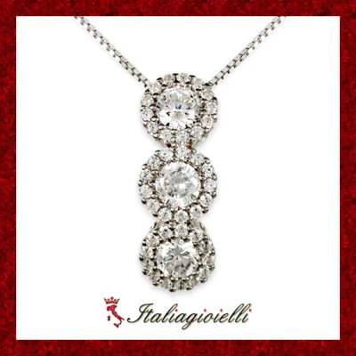 Raggiante Collana Trilogy Brillante in Argento 925 Rodiato Oro Bianco - Immagine 1 di 4