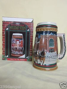 BUDWEISER 1997 HOME FOR THE HOLIDAYS STEIN MUG NEW OLD STOCK - Picture 1 of 3