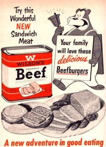 Wilson's Chopped Beef Delicious Burgers Sandwich Meat Vintage Print Ad 1953 - Picture 1 of 5