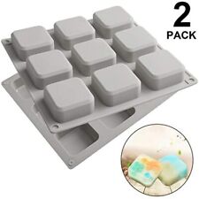 2 Pack Silicone Soap Molds 9 Cavities Square DIY Handmade Baking Cake Pan For