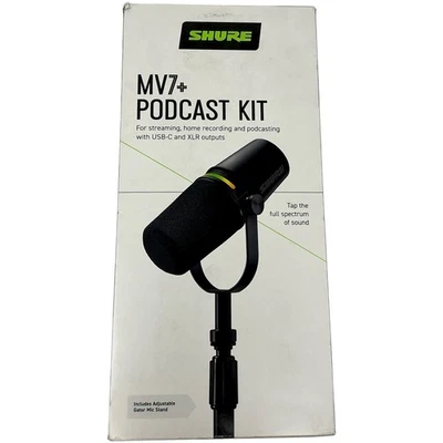 Shure MV7+ Hybrid Output USB-C & XLR Podcast Microphone & Desktop Stand Black - Image 1 of 4