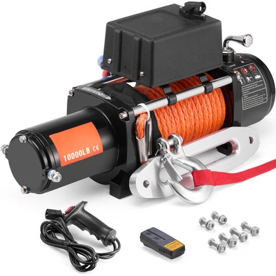Uimoso Electric Winch Truck 10,000 lb Synthetic Rope Waterproof Remote Control - Image 1 of 4