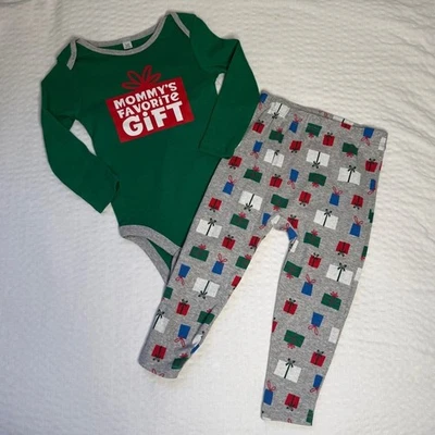 Conjunto de 2 body y pantalones de algodón para bebé infantil Okie Dokie regalo navideño talla 18 m Foto 1 de 4