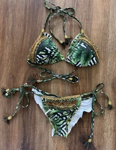 Lateen Perlen Bademode Bikini 2-teiliges Set Palme Made In Columbia Gr. S/M - Bild 1 von 14