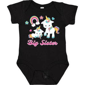 Inktastic Big Sister Baby Bodysuit Rainbows Unicorns One-piece Infant - Picture 1 of 6