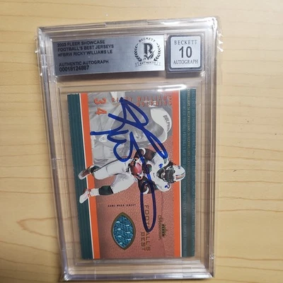 2003 Fleer Showcase Football's Best Jerseys Ricky Williams #FB-RW Autograph BGS - Image 1 of 2