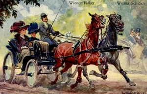 Artist Signed Vintage Postcard - Wiener Fiaker - Picture 1 of 2