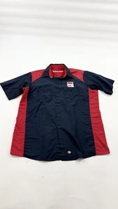Red Kap Work Shirt Mens Large Navy Red Short Sleeve Mechanic Uniform AAA Patch - Picture 1 of 8