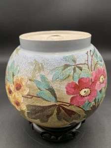 antique 19th Century Small Floral Jardinere Biscuit Jar 6”T X 6”W - Picture 1 of 14